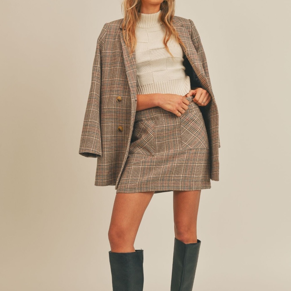 Driftwood Darling Plaid Mini Skirt